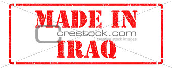Made in Iraq - inscription on Red Rubber Stamp.