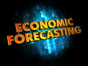 Economic Forecasting - Gold 3D Words.