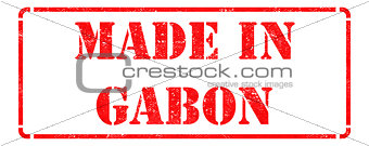 Made in Gabon- inscription on Red Rubber Stamp.