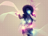 Girl blowing magic lights