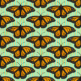 Sketch butterfly, vector vintage seamless pattern