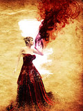Girl with red smoke