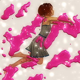Jumping girl with paint splash