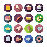 Flat Design Icons For Food