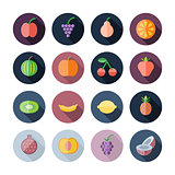 Flat Design Icons For Fruits