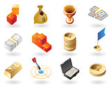 Isometric-style icons for awards