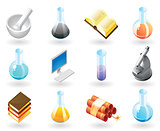 Isometric-style icons for chemistry