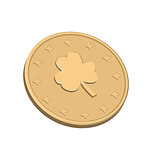 Golden coin with clover