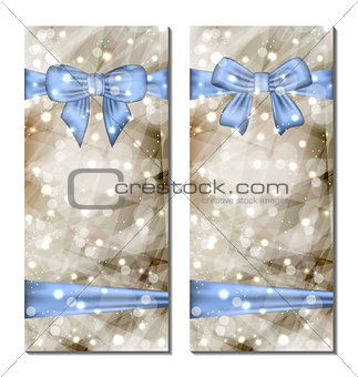 Traditional cards with gift bows isolated
