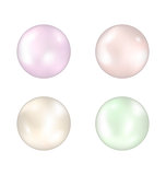 Set of colorful pearls isolated on white background