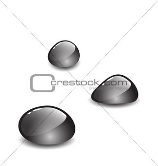 Glossy sea pebbles with shadows on white background