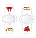 Set wedding cards with rose, ring, bow