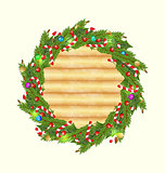 Christmas wood background with holiday decoration
