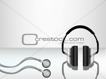 reflected ear cuffs and headphones