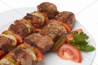 grilled kebab with vegetables
