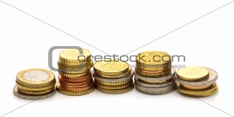 eu coins on white background