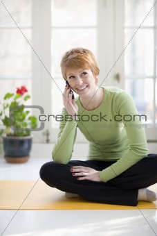 Smiling woman on cell phone