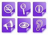 Purple information icon set
