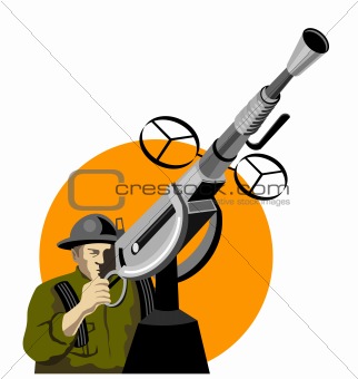 Soldier manning an anti-aircraft gun