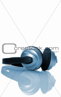 isolated headphone with reflection