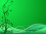 Green wallpaper of abstract vector grunge floral theme