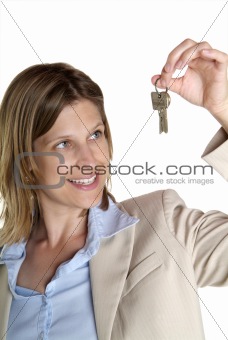 woman shows key