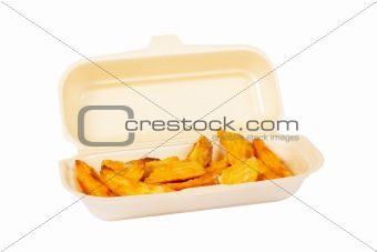 Potatoes on styrofoam container