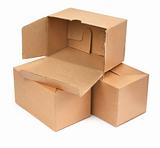 three cardboard boxes