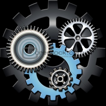 Gears in grey and blue