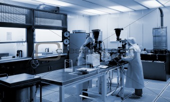 Biotechnology research lab in blue