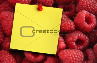 raspberries and yellow note