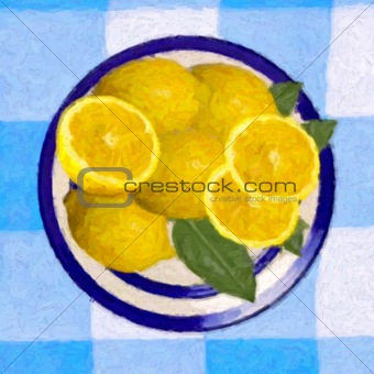 Lemons on a dinner plate