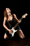 Ecstatic rock guitarist woman