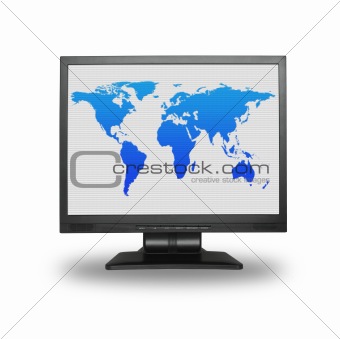 lcd screen with world map