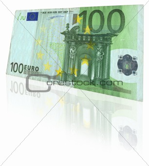 euro note with reflection
