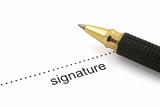 signature and ballpoint pen