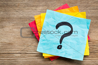 question mark on sticky note