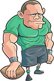 Cartoon Rugby player with a ball