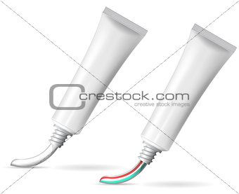 Blank white tube of toothpaste