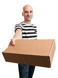 Young Man Holding Card box
