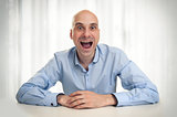 Funny man with crazy surprised look