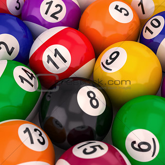 billiard  balls with numbers