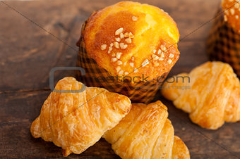 fresh baked muffin and croissant 