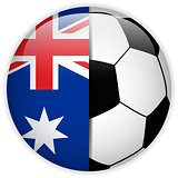 Australia Flag with Soccer Ball Background