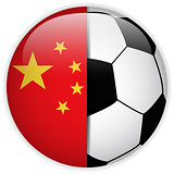 China Flag with Soccer Ball Background