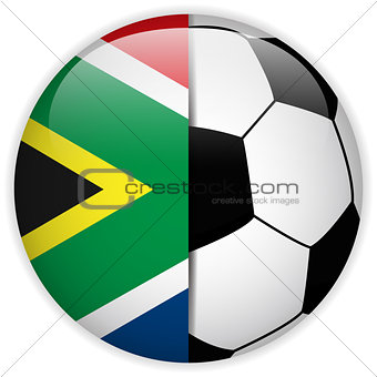 South Africa Flag with Soccer Ball Background