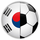 South Korea Flag with Soccer Ball Background