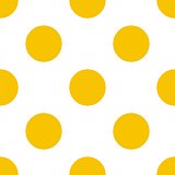 Tile pattern with yellow polka dots on white background