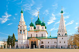 Beautiful Orthodox church in Yaroslavl on the square
