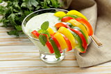 Vegetable appetizer yoghurt dip with bell peppers